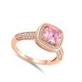 thumbnail image 4 of Pink Cubic Zirconia Rose Gold-Tone Halo Square Ring .925 Sterling Silver Band Jewelry Female Size 6, 4 of 4
