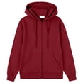 thumbnail image 2 of Nestiefly Men's Oversized Zip Up Relaxed Fit Hoodie Fleece Fall Long Sleeve Winter Jackets with Pockets Wine XL, 2 of 5