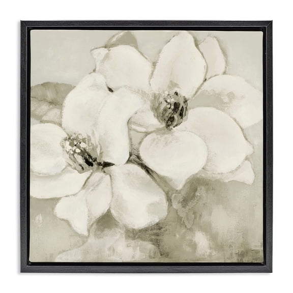 Stupell Industries Cottage Subtle Beige Magnolias Black Floating Frame Canvas Art, 18 x 18, by Lanie Loreth