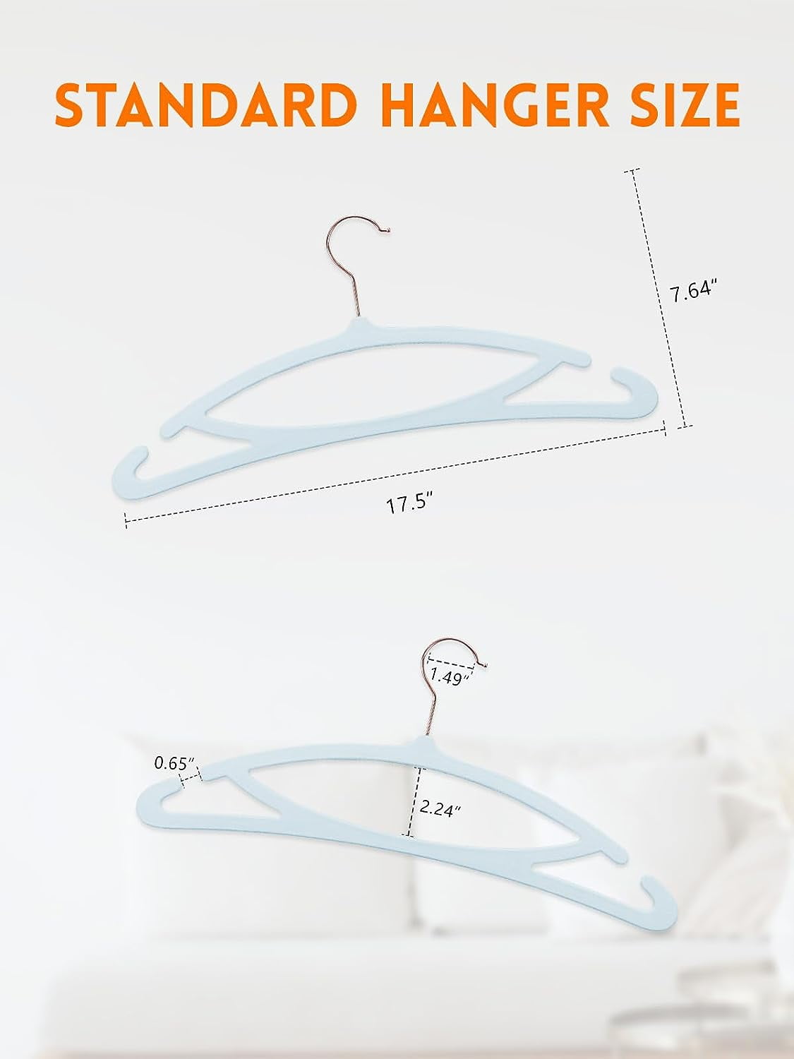 HOUSE DAY Blue Velvet Hangers 60 Pack, Luxury Felt Non-Slip Clothes Hangers