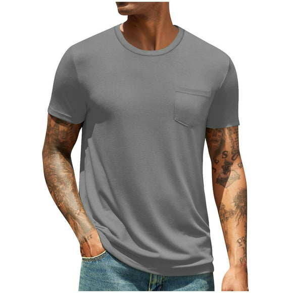 breaise Men's Short Sleeve Solid Crew Neck T-Shirt Casual Athletic T-Shirts Regular Fit Gym Running Activewear Workout Casual Tshirt
