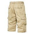amidoa Mens Khaki Shorts Causal Elastic Waist Belted Tactical Cargo