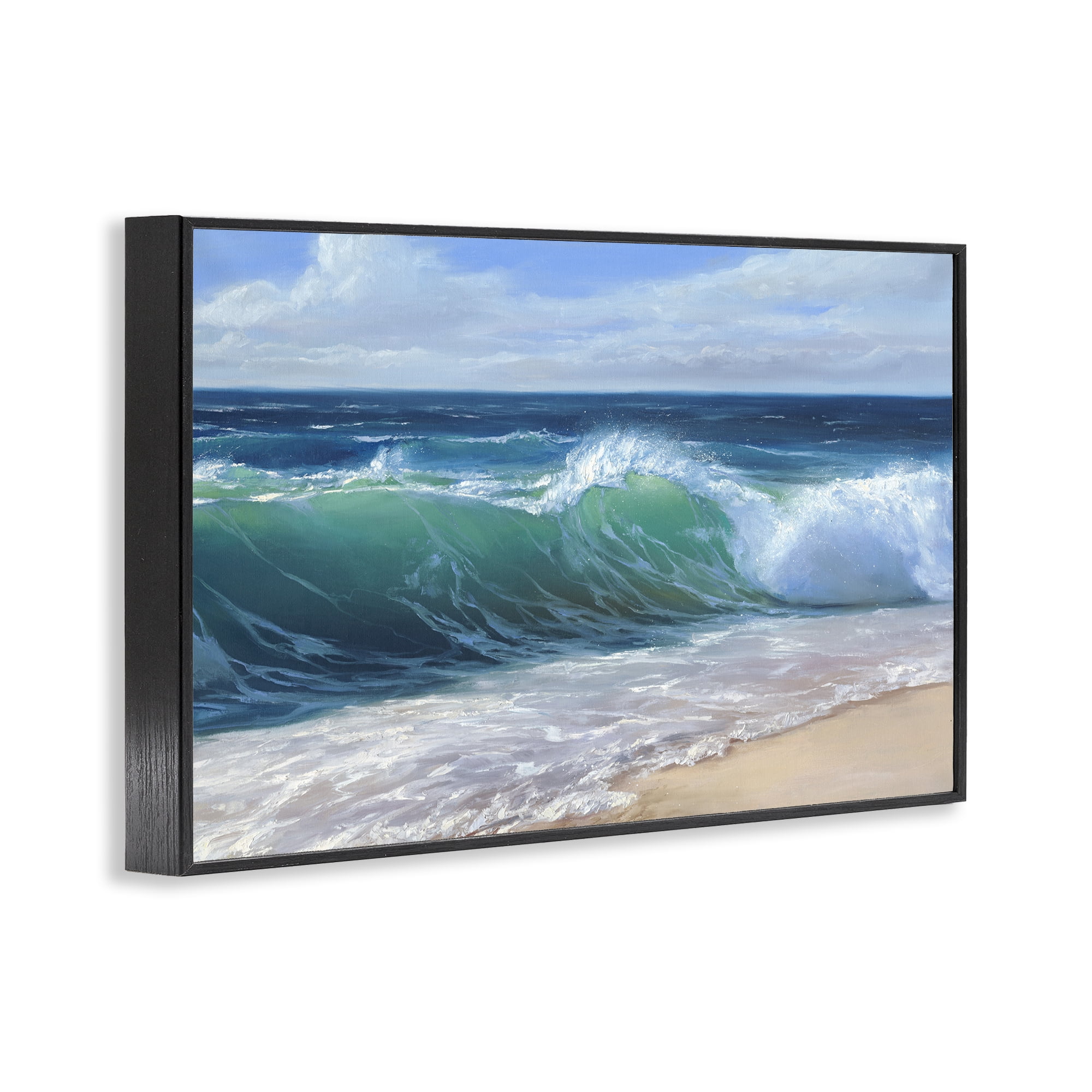 Stupell Industries Content Beach Waves Shore Black Framed Giclee Art, design by Dimitri Sirenko