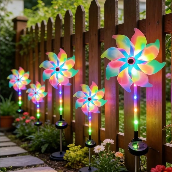 1PC Colorful Windmill Solar Garden Lamp Outdoor Waterproof Stake Lights Decoration Landscape Lighting For Yard Patio Pathway