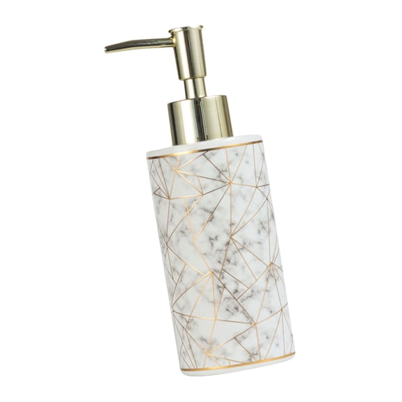 Marble Styles Ceramic Soap Dispenser 185mm Height 300ml Liquid Storae Reusable & Refillable for Lotion & Body Wash House