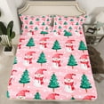 thumbnail image 2 of Manfei Girls Snowman Twin Sheet Sets 3 Pieces, Merry Xmas Christmas Tree Twin Fitted Sheet, Pink Green Flat Sheet, Microfiber Bedroom Decor, 2 of 7
