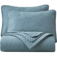 thumbnail image 3 of Chezmoi Collection Weaver Dusty Blue Bedspread Coverlet Set Crinkle Textured Zig Zag Bedding Cover Quilt Set 3-Piece King, 3 of 6