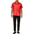 thumbnail image 2 of INSPIRE CHIC Satin Shirts for Men's Short Sleeves Collared Summer Button Down Shirts Red XL, 2 of 4
