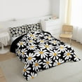 thumbnail image 3 of Homewish Black White Flower Full Size Comforter Sets for Kid, Groovy Daisy Floral Bedding Comforter Set, Kawaii Cartoon Theme Reversible Bedding Sets, Breathable Home Decor, 3-Piece, 3 of 8