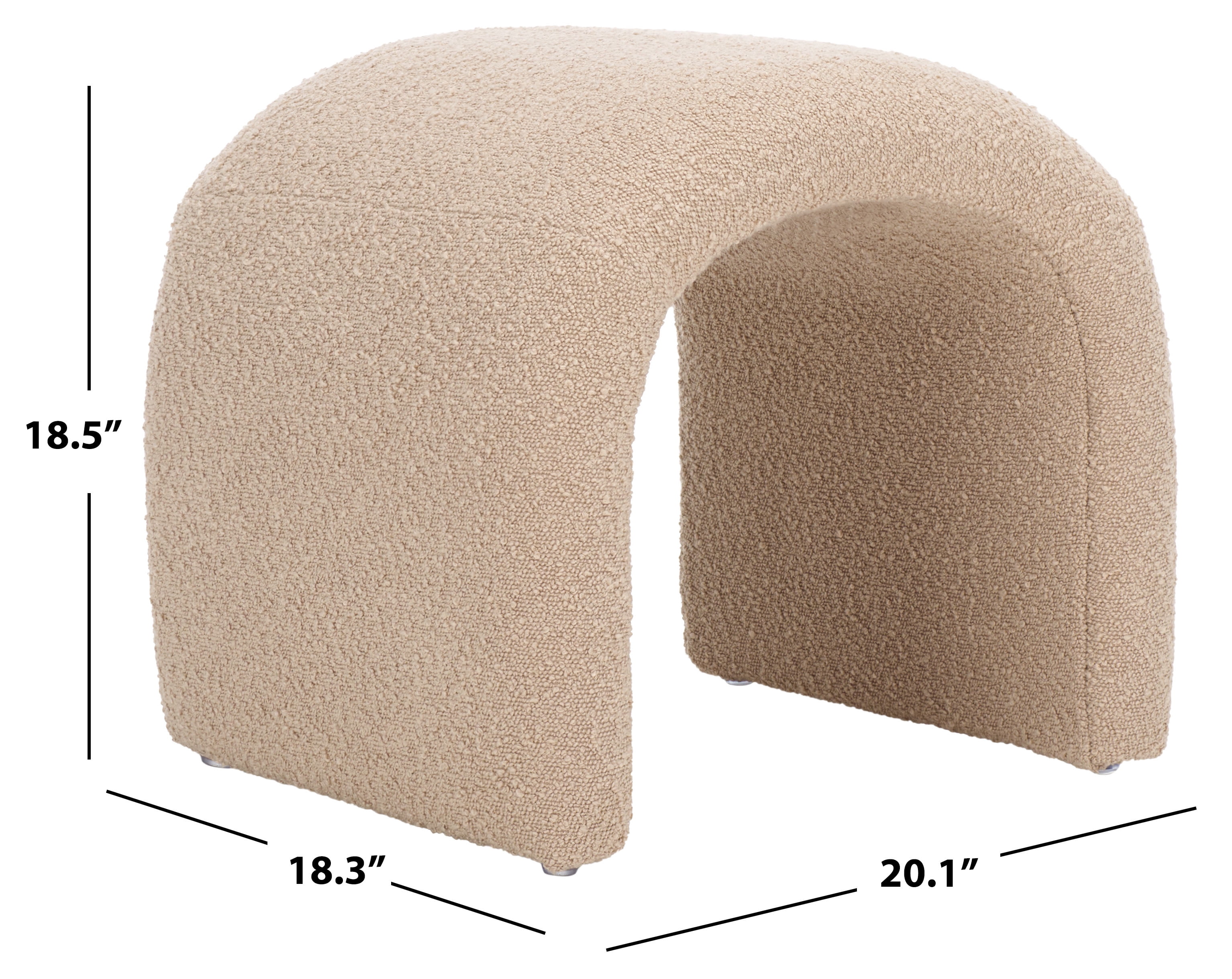 SAFAVIEH Kibo Modern Boucle Ottoman, Tan