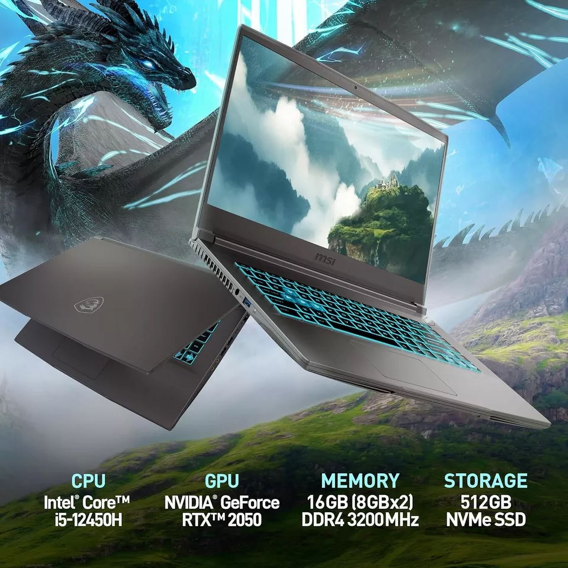 【未使用に近い】MSI i5/Win11/8GB/512GB/14Inch MSI Thin 15 15.6” 144Hz FHD Gaming Laptop: Intel Core i5-12450H