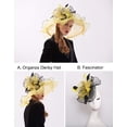 thumbnail image 2 of Women Derby Church Hat Organza Flower Wedding Tea Party Fascinator Hat Wide Brim Sun Hat, 2 of 5