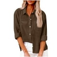thumbnail image 1 of Wanfds Hauts de Mode Marron pour Femmes Tendance Été 2024 Col Rond Boutonné TTG, 1 of 4