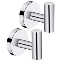 2 Pack Towel Hooks, 304 Stainless Steel, Coat Robe Clothes Hook Modern Wall Hook Holder for Bathroom Kitchen Garage Hotel Wall Mounted, Silvery