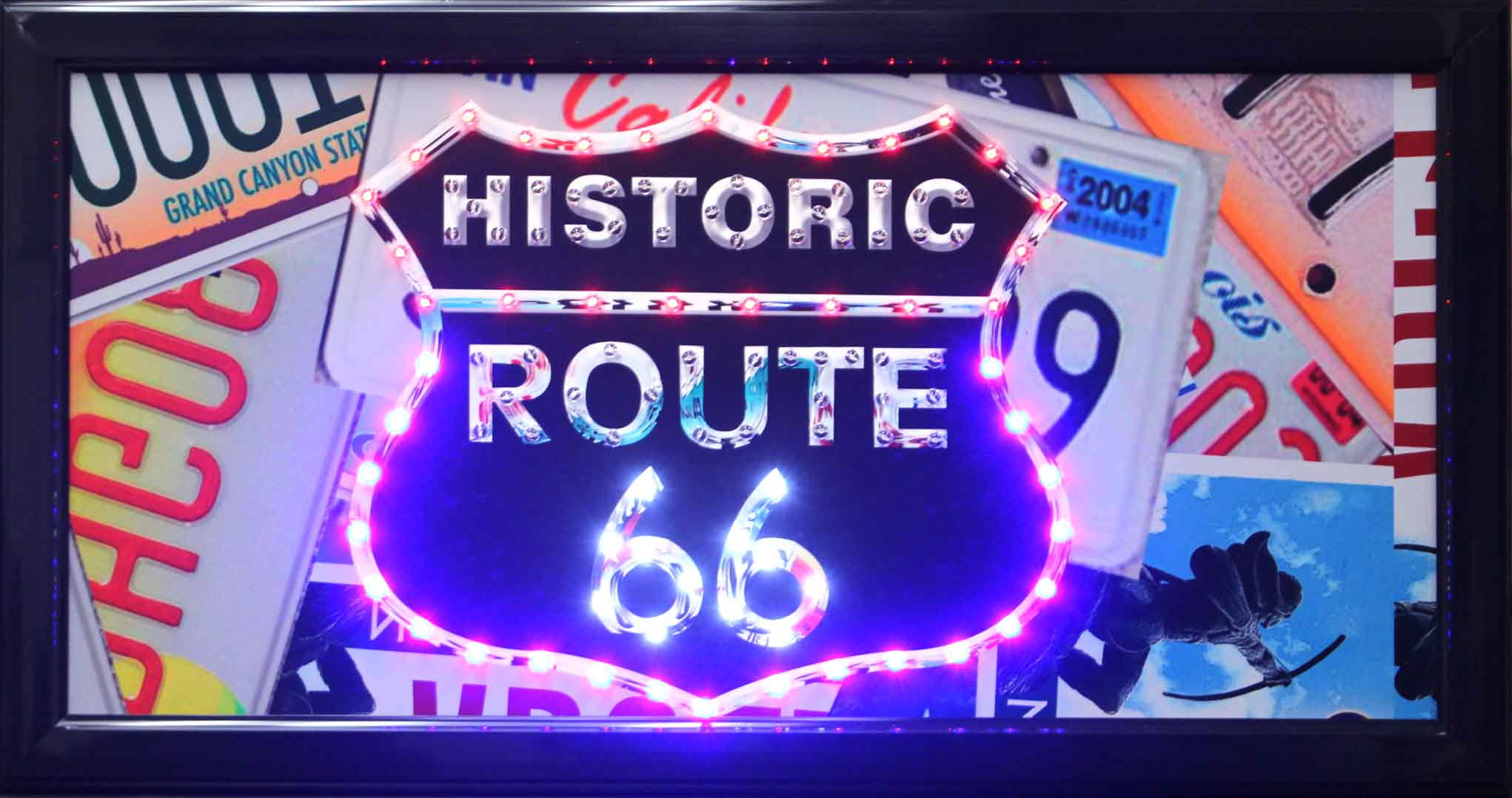 NEW Historic Route 66 LED Blinking Lighted Hanging Sign Retro Home Office Decor 