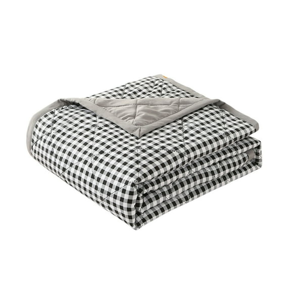 Jubipavy Black Gingham Washed Cotton Cooling Summer Quilt, Lightweight Air-Conditioned Comforter, 2 Sizes（59×78.74in,70.87×78.74in） Available