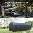 thumbnail image 3 of Alpha Joy 12' x 25' Heavy Duty Galvanized Steel Carport with Side Walls Multi-Purpose Hardtop Shelter, 3 of 9
