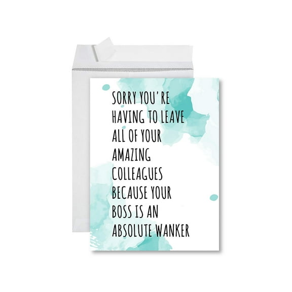 Koyal Wholesale Funny Farewell Jumbo Card Boss Is An Absolute Wanker 8.5 x 11 inch Goodbye Greeting Card with Envelope