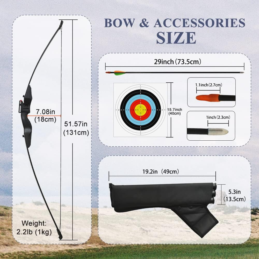 Runzkzy Straight Draw Bow Set 40 Pounds with Red Dot Aiming Professional Hunting Bow and Arrow Shooting Practice Arrow Accessories