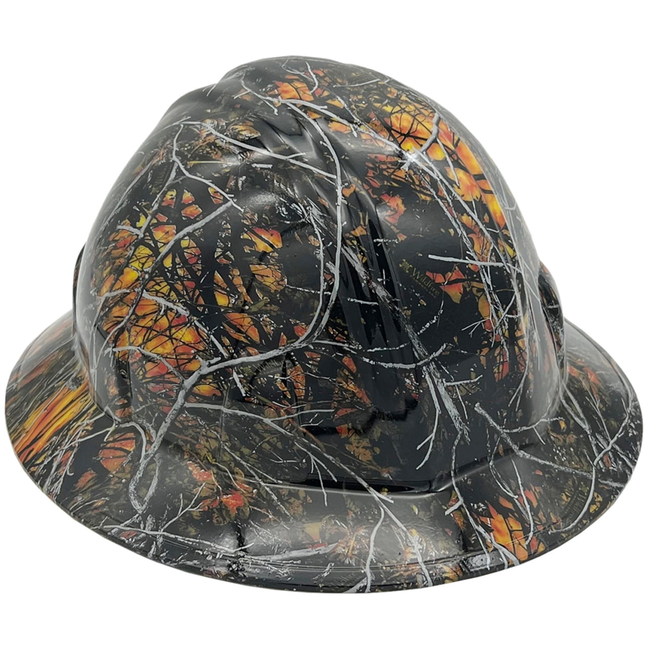 Wildfire Camo Hydro Dipped Hard Hats Full Brim Style