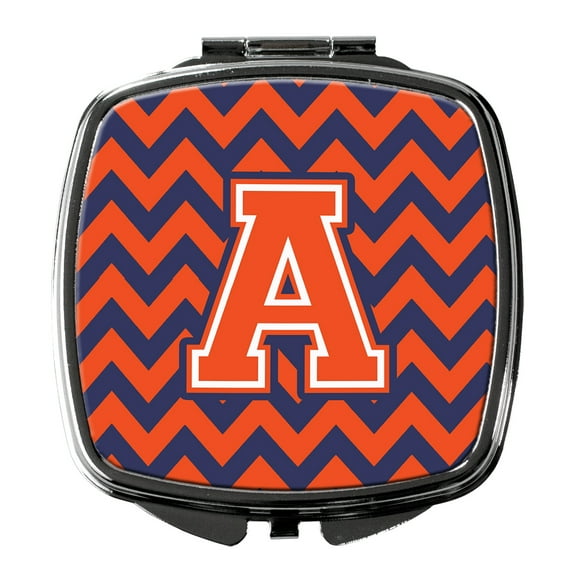 Letter A Chevron Orange and Blue Compact Mirror CJ1042-ASCM