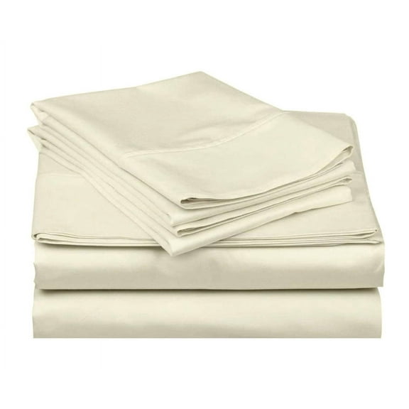 BeKind Online EXTRA DEEP POCKET 28 Inch of Fitted Sheet, 400-Thread-Count 100% Egyptian Cotton Sheet Set, 4-Piece - California King, Ivory Solid