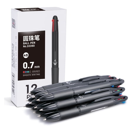 Yokua 12Pcs 4-Color-in-1 Ballpoint Pen Retractable Ballpoint Pen Multicolored Pen