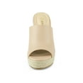 thumbnail image 2 of BLISSFUL STEP Women's Shoes Wedge Heel Open Toe Espadrille Platform Mules Beige 6, 2 of 8