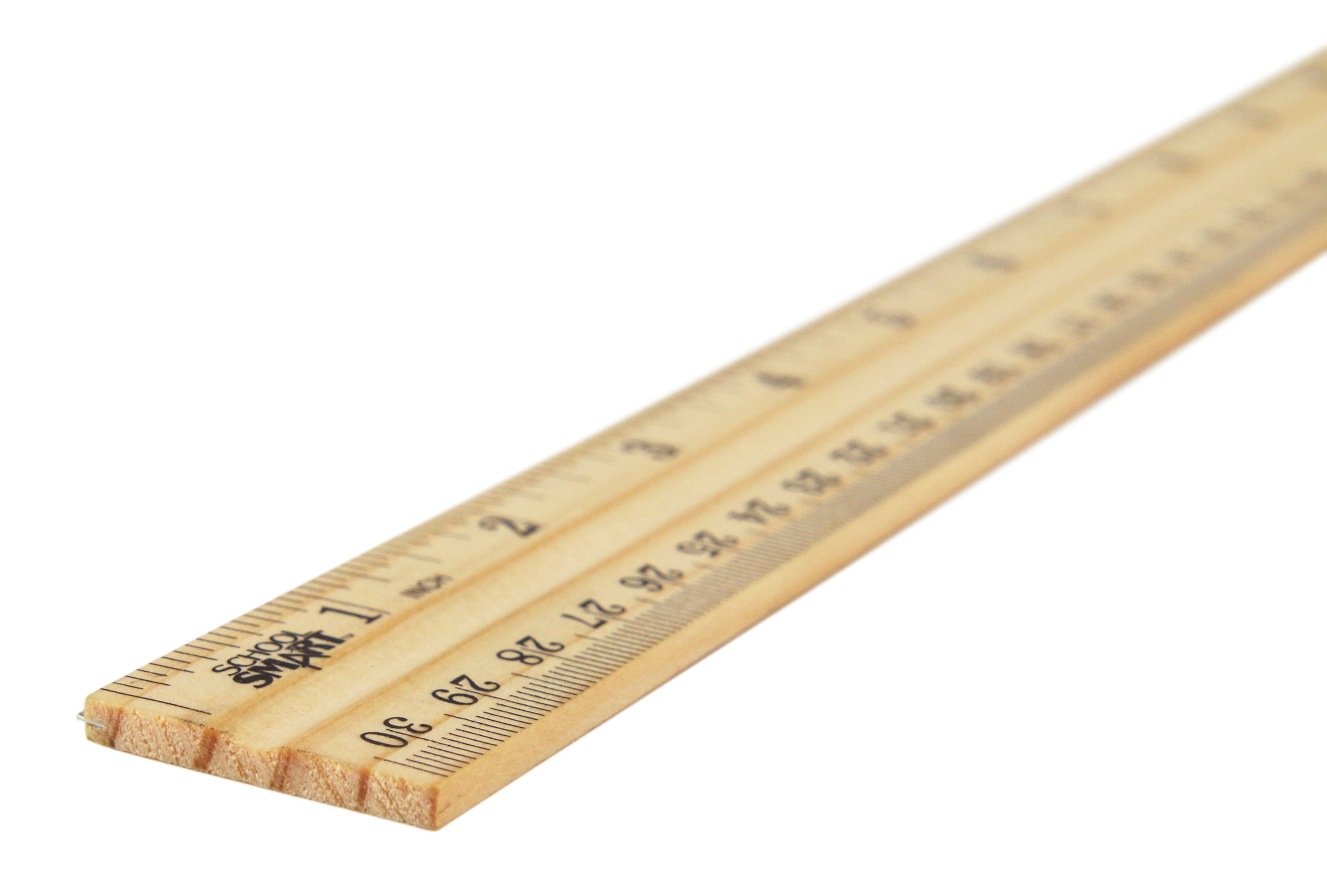 Double Bevel/Metal Edge/Varnished Wood Ruler, 12 Inches, Box of 36