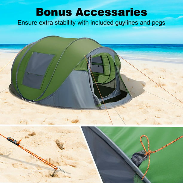 Strak aantal Joseph Banks 4 Person Easy Pop Up Tent Waterproof Automatic Setup 2 Doors-Instant Family  Tents for Camping Hiking & Traveling - Walmart.com