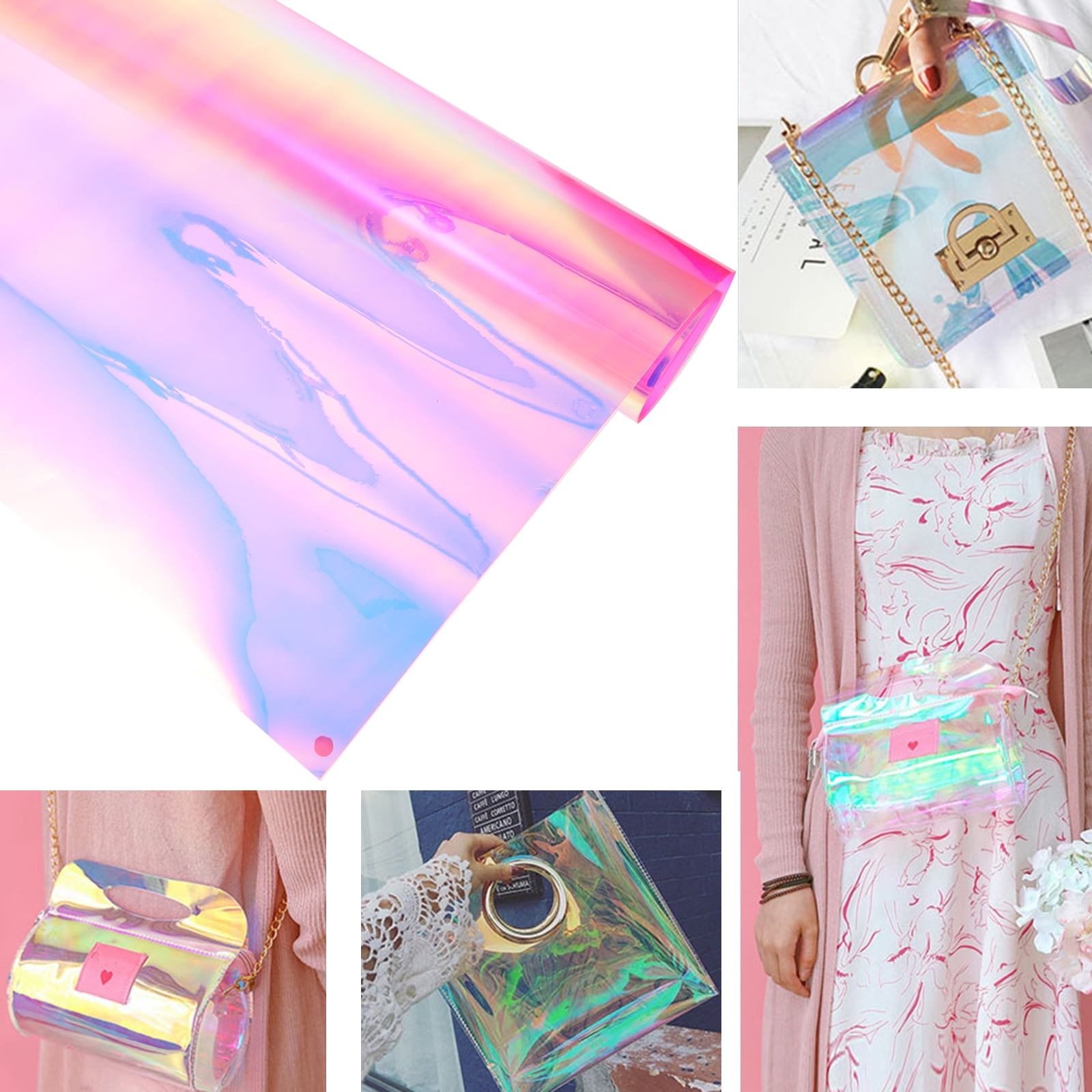 Hemoton 3 Sheets  of Colored Film Fabric Iridescent Quilting Fabric Colorful Fabric for Bag Making