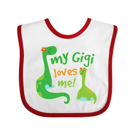 

Inktastic My Gigi Loves Me Grandson Dinosaur Gift Baby Boy Bib