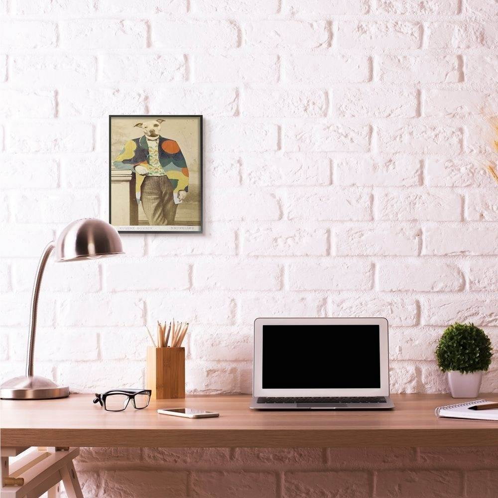 Stupell Industries Abstract Funny Vintage Dog Pet Animal Photo Framed Giclee Texturized Art by Villager Jim