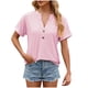 thumbnail image 2 of Blusa Superior Fiudx de Camiseta con Botones y Cuello En V de Manga Corta Sólida para Mujer, 2 of 6