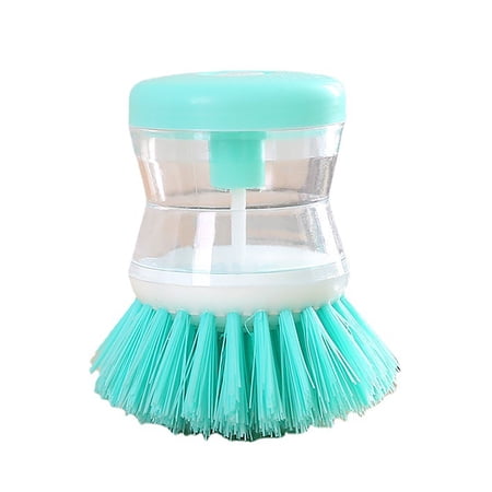 Bxaolu Good Grips Soap Dispensing Palm Brush Dish Brush with Soap Dispenser for Dishes Pot Pan Kitchen Sink Scrubbing Green 1pc