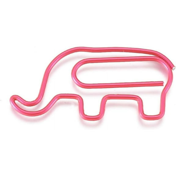 Elephant Shape Iron Paperclips Cute Paper Clips Funny Bookmark Marking Clips Hot Pink 18.5x39x1mm