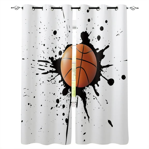 Fashion Window Curtains for Living Room Ink Splash Basketball Sport Curtain Bedoom Window Home Decor
