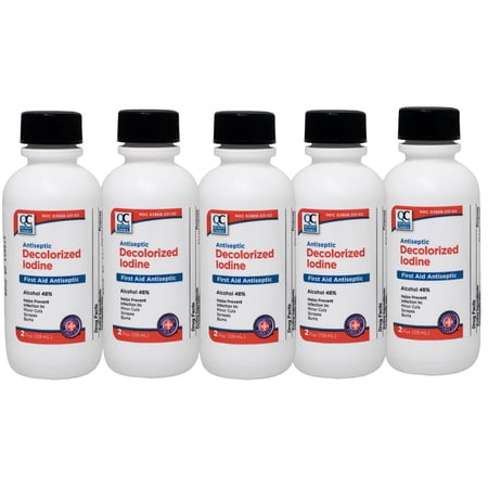 5 Pack Quality Choice Iodine Decolorized First-Aid Antiseptic 2oz Each