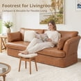 thumbnail image 6 of Carolayne Vintage Vanity Stool, Upholstered Non-Slip, Linen with Dark Natural Wood Legs, 6 of 7