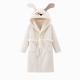 thumbnail image 4 of Gibobby Kids Soft Coral Fleece Bathrobe,Warm Hooded Sleep Robe with Waist Belt,Cute Cartoon Design,for Toddlers Children 2-12Y,Multi-Use Lounge Wear Kids Pajamas Toddler Pajamas,White,Size 5-8T, 4 of 4
