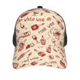 thumbnail image 3 of Disketp Red Wine Print Trucker Hat Men Women - Mesh Baseball SnapBack Cap, 3 of 7