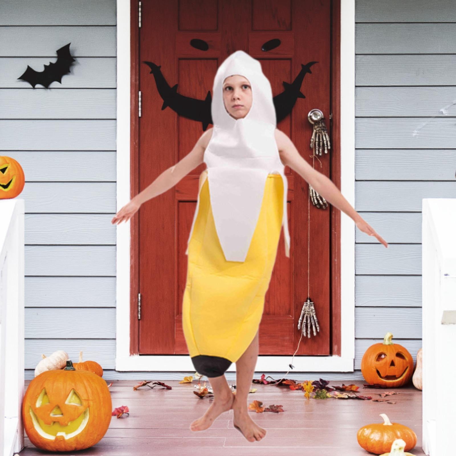 Costume Halloween Citrouille Avec Sac à Bonbons - Unisexe Adulte Et Enfant - Polyester, Couleur Orange Vif - Pour Fêtes Et Collecte De Bonbons - 3