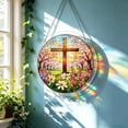thumbnail image 6 of Diceymbol Acrylic Puzzles Suncatcher Window Hanging 7.4 Inch Tiffany Style Stained Glass Sun Catcher Dream Catchers for Adults Mother's Day Gift Home Decor (Cherry Blossom Cross), 6 of 6