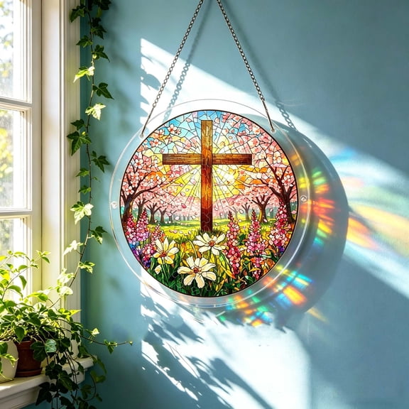 PLPPYFS Acrylic Puzzles Suncatcher Window Hanging, 83 Pieces 7.4 Inch Sun Catcher Acrylic Puzzles, DIY Stained Glass Acrylic Puzzle Kit Garden Decorations for Women Men Mom Birthday Gift