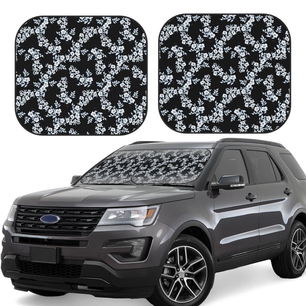 Fotbe Flower Juego de 2 Piezas de Parasoles para Parabrisas | Bloqueador Solar para Auto | Accesorios Plegables para Protección Solar Interior-Large