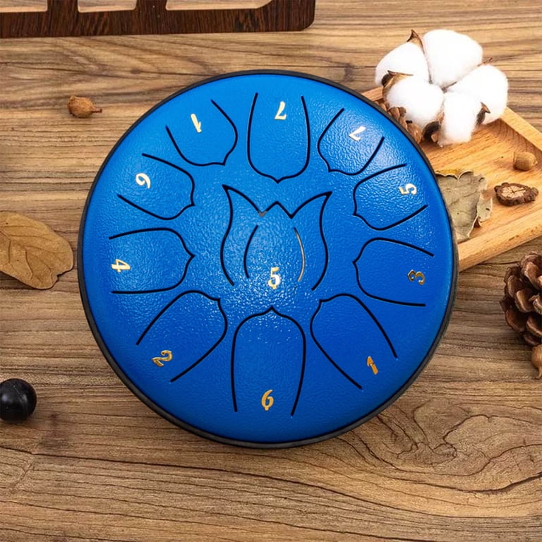 Tambour à Langue En Acier 6 Pouces 11 Notes Clé De Do – Idéal Pour Débutants, Méditation & Yoga – Bleu Marine Avec Sac, Maillets Et Accessoires Complets