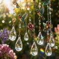 thumbnail image 3 of Stained Glass Window Hanging Hummingbird Suncatcher Glass Decorative Outdoor Wind Chimes with Crystal Glass Beads for Patio Balcony Backyard Home Decoration 1 Pack, 3 of 7