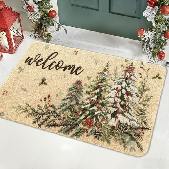 Nkmbld Christmas Indoor Door Mats for Entryway, Elegant Winter Holiday Floor Mats, Absorbent and Non-Slip Carpet for Bathroom Kitchen Entryway