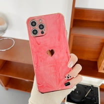 Dteck for iPhone 11 Pro Max Phone Case with Love Heart Pattern,Shockproof Soft Silicone Luxury Plating Marble Texture Protective Cover,Red