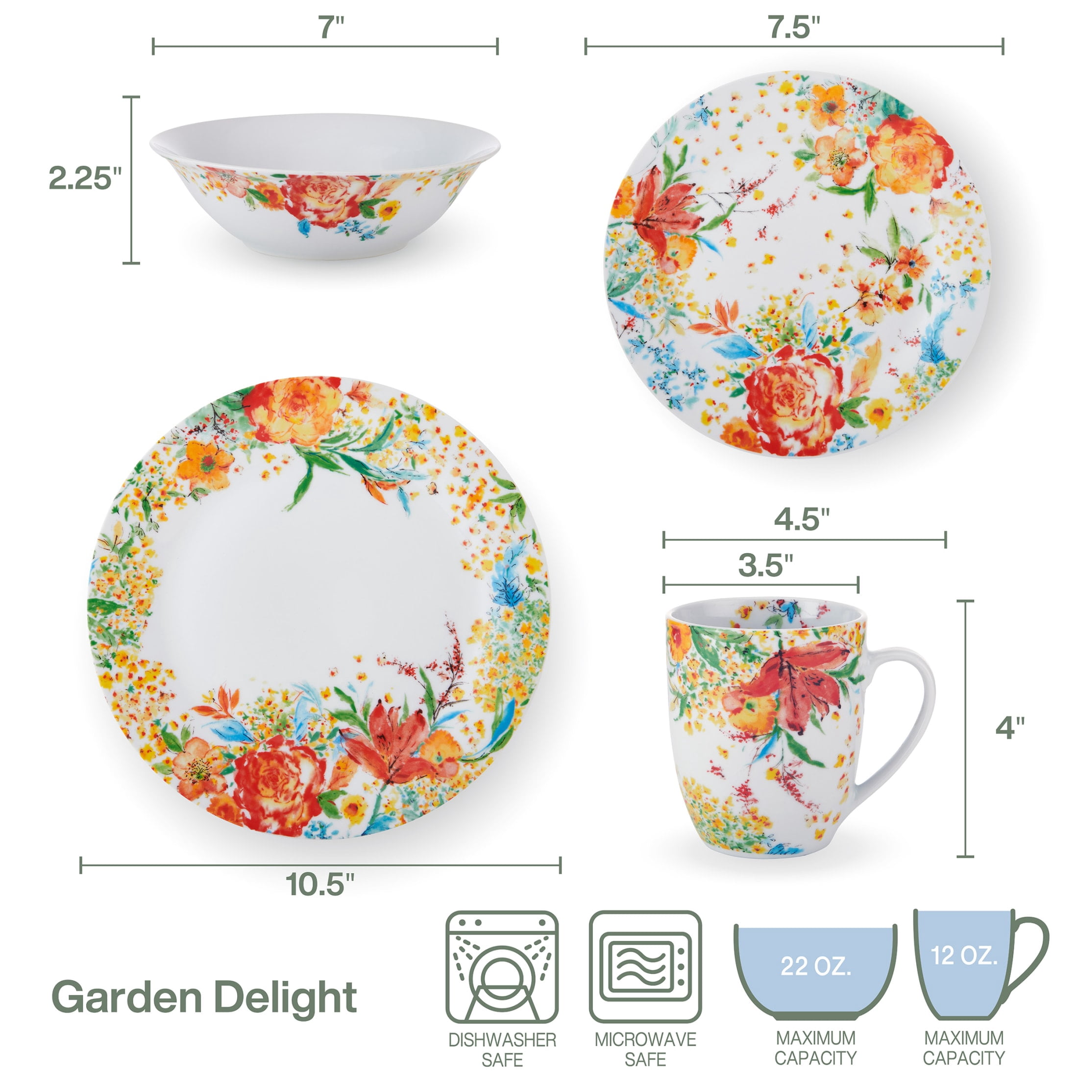 Fitz and Floyd Garden Delight 32-Piece Porcelain Tableware Set (service for 8)